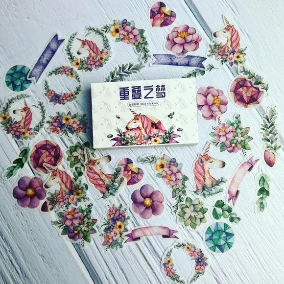 Dreamy Fairytale, Pastel Unicorns Adorned With Flowers, 40 Stickers, 1 Repeat - Picture 12 of 13